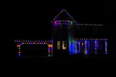 Sykesville Christmas lights showcasing a vibrant multi-color LEDs with pillar accents to bring holiday cheer.